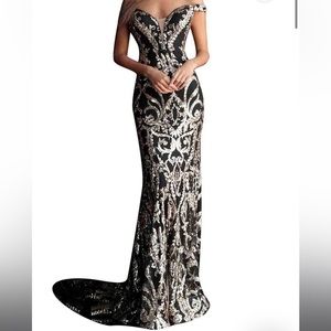 Jovani Gold and Black Gown